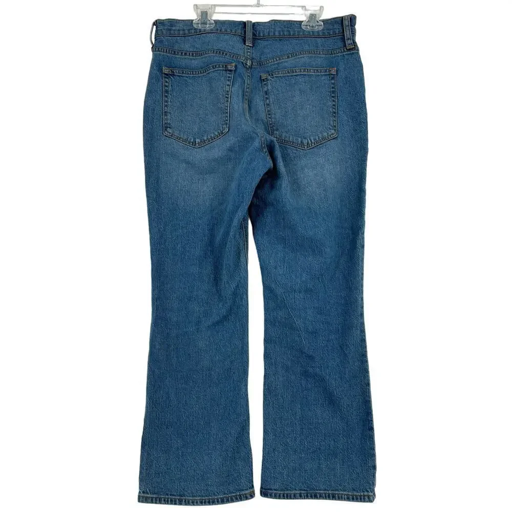 J. Crew Mid Rise Flare Crop Jeans‎ Stretch Denim Button Fly Women's Size 28